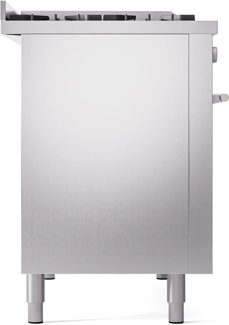 ILVE 48-Inch Professional Plus II Freestanding Dual Fuel Range with 8 Sealed Burner and Removable Griddle in Stainless Steel (UP48FWMPSS)