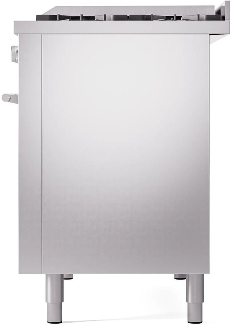 ILVE 48-Inch Professional Plus II Freestanding Dual Fuel Range with 8 Sealed Burner and Removable Griddle in Stainless Steel (UP48FWMPSS)