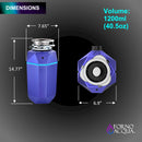 Forno Acqua BrightDiamond Amethyst 1HP Super Quiet Garbage Disposal Corded with Motion Sensor Cabinet Light & Pre-Wired Air Switch (WDD100TA1AM)