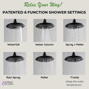Forno AcquaSpa Retrofit 8-Inch Overhead Rainfall Shower with 2.5 GPM Flow Rate, Handheld, Body Jets, 6 Way Diverter in Matte Black (SC32BK-C2)
