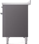 ILVE Nostalgie II 48-Inch Freestanding Electric Induction Range in Matte Graphite with Chrome Trim (UPI486NMPMGC)