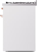 ILVE Nostalgie II 30-Inch Dual Fuel Freestanding Range in White with Copper Trim (UP30NMPWHP)