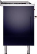 ILVE Nostalgie II 60-Inch Dual Fuel Freestanding Range with Removable Griddle in Midnight Blue with Copper Trim (UP60FSNMPMBP)