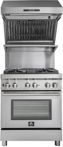 Forno 30-Inch 600 CFM Wall Mount Range Hood with Baffle Filter and Red Light Warmer in Stainless Steel  (FRHWM5029-30)