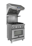Forno 30-Inch 600 CFM Wall Mount Range Hood with Baffle Filter and Red Light Warmer in Stainless Steel  (FRHWM5029-30)