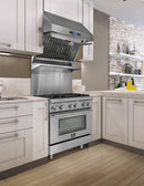 Forno 30-Inch 600 CFM Wall Mount Range Hood with Baffle Filter and Red Light Warmer in Stainless Steel  (FRHWM5029-30)