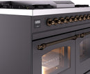 ILVE Nostalgie II 40-Inch Dual Fuel Freestanding Range with Removable Griddle in Matte Graphite with Bronze Trim (UPD40FNMPMGB)