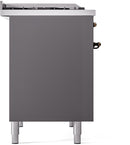 ILVE Nostalgie II 40-Inch Dual Fuel Freestanding Range with Removable Griddle in Matte Graphite with Bronze Trim (UPD40FNMPMGB)