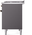 ILVE Nostalgie II 40-Inch Dual Fuel Freestanding Range with Removable Griddle in Matte Graphite with Bronze Trim (UPD40FNMPMGB)