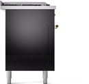 ILVE Nostalgie II 60-Inch Dual Fuel Freestanding Range with Removable Griddle in Glossy Black with Brass Trim (UP60FSNMPBKG)