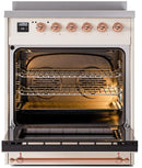 ILVE Nostalgie II 30-Inch Freestanding Electric Induction Range in Antique White with Copper Trim (UPI304NMPAWP)