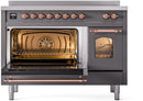 ILVE Nostalgie II 48-Inch Freestanding Electric Induction Range in Matte Graphite with Copper Trim (UPI486NMPMGP)