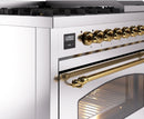 ILVE Nostalgie II 48-Inch Dual Fuel Freestanding Range with Removable Griddle in Stainless Steel with Brass Trim (UP48FNMPSSG)
