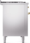 ILVE Nostalgie II 48-Inch Dual Fuel Freestanding Range with Removable Griddle in Stainless Steel with Brass Trim (UP48FNMPSSG)
