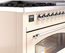 ILVE Nostalgie II 48-Inch Dual Fuel Freestanding Range with Removable Griddle in Antique White with Chrome Trim (UP48FNMPAWC)