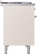 ILVE Nostalgie II 48-Inch Dual Fuel Freestanding Range with Removable Griddle in Antique White with Chrome Trim (UP48FNMPAWC)