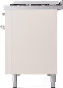 ILVE Nostalgie II 48-Inch Dual Fuel Freestanding Range with Removable Griddle in Antique White with Chrome Trim (UP48FNMPAWC)
