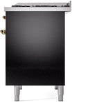 ILVE Nostalgie II 40-Inch Dual Fuel Freestanding Range with Removable Griddle in Glossy Black with Brass Trim (UPD40FNMPBKG)