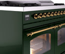 ILVE Nostalgie II 40-Inch Dual Fuel Freestanding Range with Removable Griddle in Emerald Green with Brass Trim (UPD40FNMPEGG)