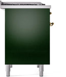 ILVE Nostalgie II 40-Inch Dual Fuel Freestanding Range with Removable Griddle in Emerald Green with Brass Trim (UPD40FNMPEGG)