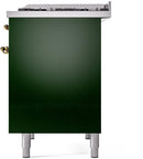ILVE Nostalgie II 40-Inch Dual Fuel Freestanding Range with Removable Griddle in Emerald Green with Brass Trim (UPD40FNMPEGG)