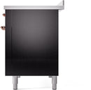 ILVE Nostalgie II 48-Inch Freestanding Electric Induction Range in Glossy Black with Copper Trim (UPI486NMPBKP)