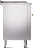 ILVE Nostalgie II 60-Inch Dual Fuel Freestanding Range with Removable Griddle in Stainless Steel with Brass Trim (UP60FSNMPSSG)