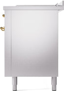 ILVE Nostalgie II 60-Inch Dual Fuel Freestanding Range with Removable Griddle in Stainless Steel with Brass Trim (UP60FSNMPSSG)