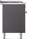 ILVE Nostalgie II 60-Inch Dual Fuel Freestanding Range with Removable Griddle in Matte Graphite with Brass Trim (UP60FSNMPMGG)