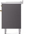 ILVE Nostalgie II 60-Inch Dual Fuel Freestanding Range with Removable Griddle in Matte Graphite with Brass Trim (UP60FSNMPMGG)