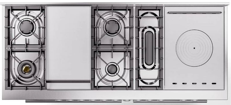 ILVE 60-Inch Professional Plus II Freestanding Dual Fuel Range with 7 Gas Burner and Removable Griddle in Glossy Black (UP60FSWMPBK)