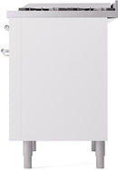 ILVE Nostalgie II 36-Inch Dual Fuel Freestanding Range with Removable Griddle in White with Chrome Trim (UP36FNMPWHC)