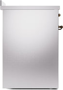 ILVE Nostalgie II 30-Inch Freestanding Electric Induction Range in Stainless Steel with Bronze Trim (UPI304NMPSSB)