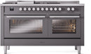 ILVE 60-Inch Professional Plus II Freestanding Dual Fuel Range with 7 Gas Burner and Removable Griddle in in Matte Graphite (UP60FSWMPMG)