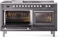 ILVE 60-Inch Professional Plus II Freestanding Dual Fuel Range with 7 Gas Burner and Removable Griddle in in Matte Graphite (UP60FSWMPMG)