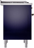 ILVE Nostalgie II 36-Inch Dual Fuel Freestanding Range with Removable Griddle in Midnight Blue with Bronze Trim (UP36FNMPMBB)