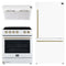 Forno Espresso 3-Piece Appliance Package - 30-Inch Electric Range with 5.0 Cu.Ft. Electric Oven, Refrigerator, and Under Cabinet Range Hood in White with Antique Brass Trim (FBDL-001-03CA)