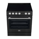 Forno Espresso 2-Piece Appliance Package - 30-Inch Electric Range with 5.0 Cu.Ft. Electric Oven and Under Cabinet Range Hood in Black with Antique Brass Trim (FBDL-002-02CA)