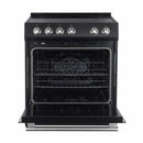 Forno Espresso 2-Piece Appliance Package - 30-Inch Electric Range with 5.0 Cu.Ft. Electric Oven and Under Cabinet Range Hood in Black with Antique Brass Trim (FBDL-002-02CA)