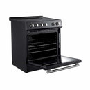 Forno Espresso 2-Piece Appliance Package - 30-Inch Electric Range with 5.0 Cu.Ft. Electric Oven and Under Cabinet Range Hood in Black with Antique Brass Trim (FBDL-002-02CA)