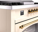 ILVE Nostalgie II 60-Inch Dual Fuel Freestanding Range with Removable Griddle in Antique White with Brass Trim (UP60FSNMPAWG)