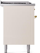 ILVE Nostalgie II 60-Inch Dual Fuel Freestanding Range with Removable Griddle in Antique White with Brass Trim (UP60FSNMPAWG)