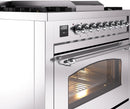 ILVE Nostalgie II 36-Inch Dual Fuel Freestanding Range with Removable Griddle in Stainless Steel with Chrome Trim (UP36FNMPSSC)