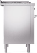 ILVE Nostalgie II 36-Inch Dual Fuel Freestanding Range with Removable Griddle in Stainless Steel with Chrome Trim (UP36FNMPSSC)
