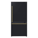Forno Espresso 3-Piece Appliance Package - 30-Inch Electric Range with 5.0 Cu.Ft. Electric Oven, Refrigerator, and Under Cabinet Range Hood in Black with Antique Brass Trim (FBDL-001-02CA)