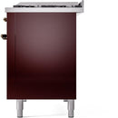 ILVE Nostalgie II 48-Inch Dual Fuel Freestanding Range with Removable Griddle in Burgundy with Bronze Trim (UP48FNMPBUB)