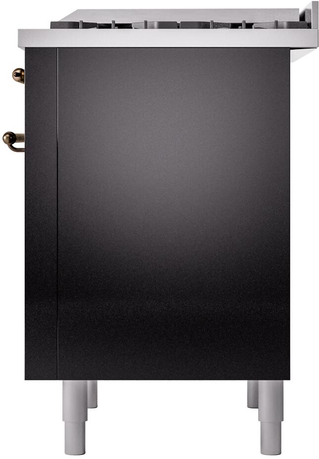 ILVE Nostalgie II 36-Inch Dual Fuel Freestanding Range with Removable Griddle in Glossy Black with Bronze Trim (UP36FNMPBKB)