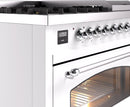 ILVE Nostalgie II 48-Inch Dual Fuel Freestanding Range with Removable Griddle in White with Chrome Trim (UP48FNMPWHC)