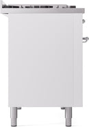 ILVE Nostalgie II 48-Inch Dual Fuel Freestanding Range with Removable Griddle in White with Chrome Trim (UP48FNMPWHC)