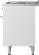 ILVE Nostalgie II 48-Inch Dual Fuel Freestanding Range with Removable Griddle in White with Chrome Trim (UP48FNMPWHC)